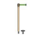 Montour Line Retractable Belt Removable Stanchion, 2ft Pol.Brass Post  11ft. Lt Grn MX530R-PB-LGN-110